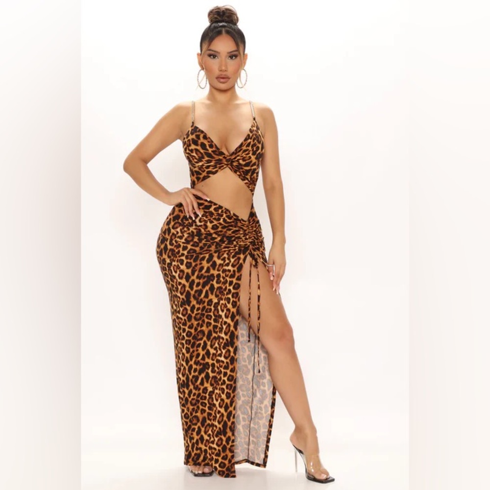 Fashion Nova Leopard Print Maxi Dress